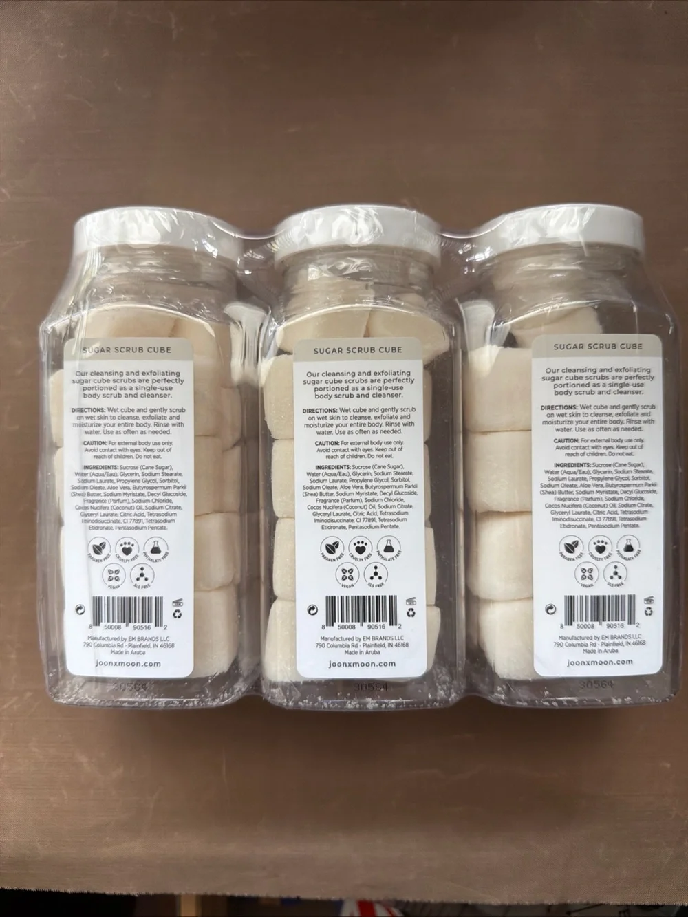 Joon X Moon Coconut Exfoliating Sugar Scrubs - Cream White 3 bottles